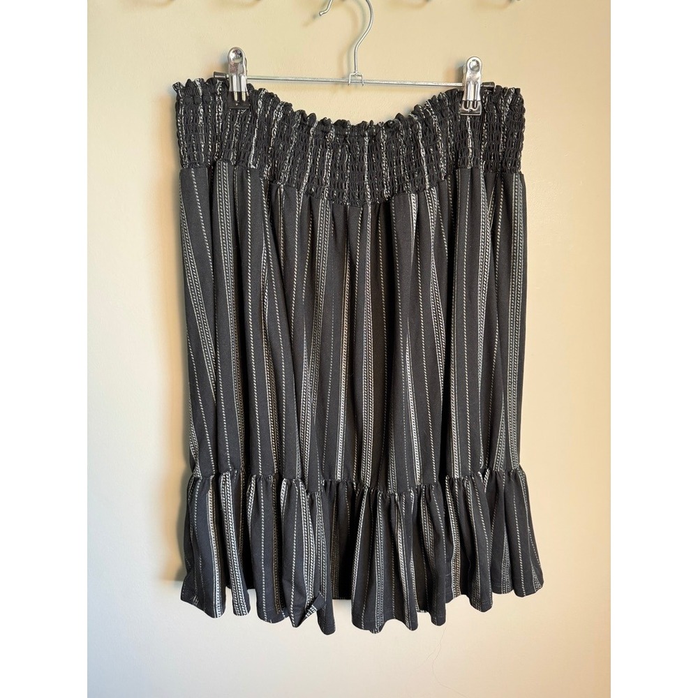 Ardene Curve Womens Skirt 1X Black Striped Boho Ruffle Smocked Casual Whimsigoth